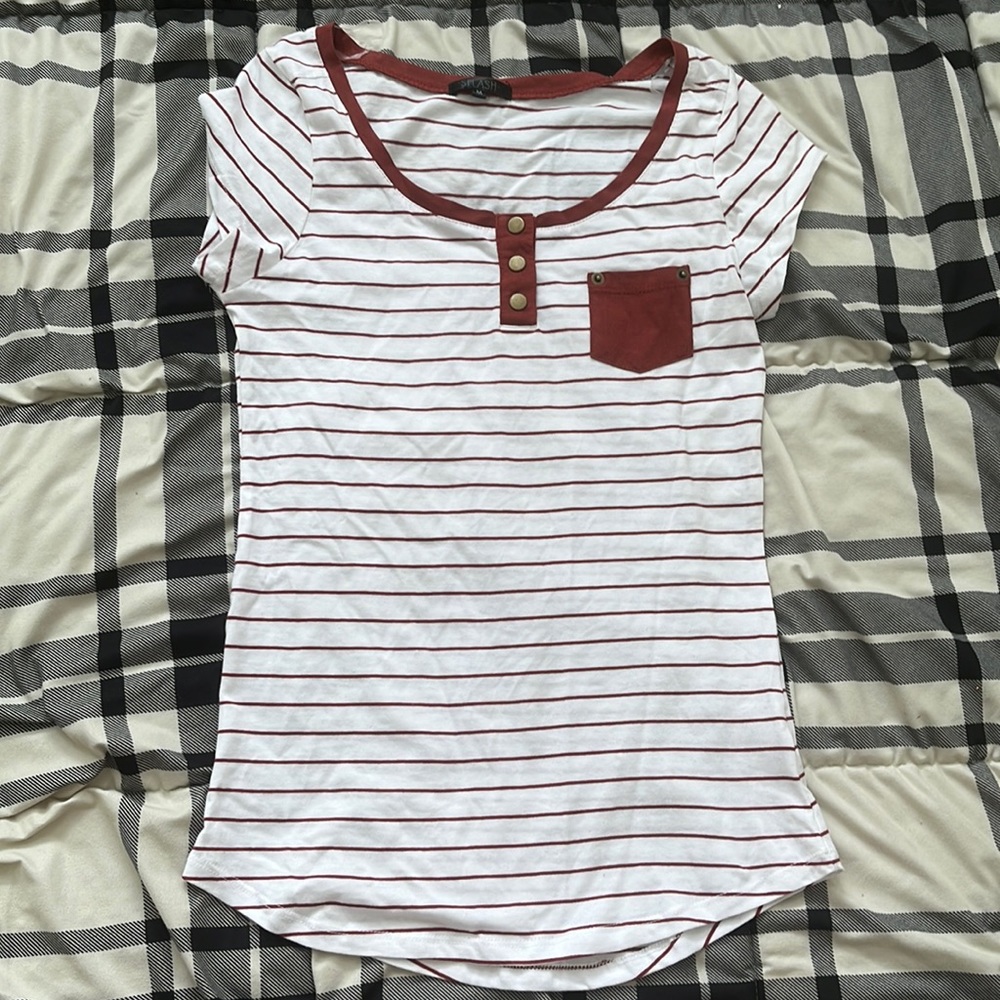 White and maroon striped shirt | Splash